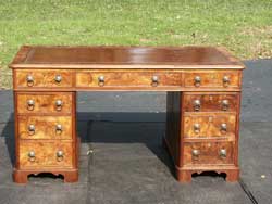 Edwardian Burl Walnut Desk After Restoration