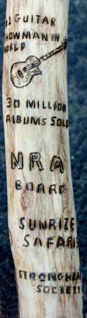 Custom Ted Nugent Walking Stick by Stanley Saperstein - Personalization Closeup