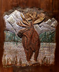 Hand Carved Wildlife Scene - Moose