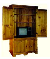 Solid Pine Entertainment Center with doors open