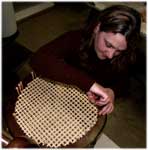 Sandra Holland & Theresa Tonte - Caning Class in Princeton, NJ working on a caned chair.