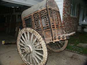 Painted Chinese Carrige - Back Angle View Before Restoration