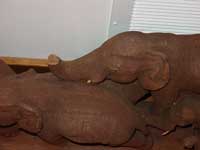 Restoration - A line of Hand Carved Teak Elephants - Before Restoration Closeup 2