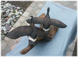 Flying Geese Decoy Carving - Broken Wing After Restoration