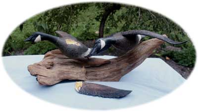 Flying Geese Decoy Carving - Broken Wing Before Restoration
