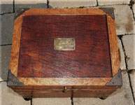 Golden Oak Toolbox - Conversion to Humidor After Restoration Closed Lid with Plaque