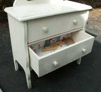 Collectable Child's Size Vanity Before Restoration Front Drawers