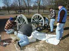 Stanley Saperstein, Eric Saperstein, Dr. David Martin and restoration team - Monmouth Battlefield Cannon Restoration by Artisans of the Valley