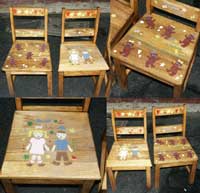 Child's Golden Oak Chairs - Restored and Stenciled
