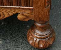 Golden Oak - Carved Lady's Desk After Restoration Foot Zoom