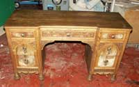 Golden Oak - Carved Lady's Desk Before Restoration Front View