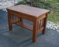 Quarter Sawn Golden Oak Library Table After Restoration - Front Angle