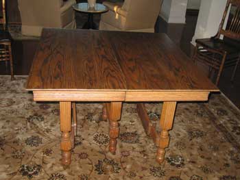 Six Leg Golden Oak Table - Before Restoration