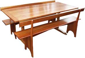 Solid Cherry Kitchen Table & Matching Benches - Restoration by Artisans of the Valley Complete