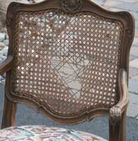 Four Victorian Chairs - Before Restoration Caning Back Closeup