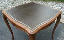 Victorian Card Table After Restoration Leather Top Closeup