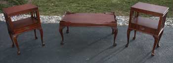 Victorian Mahogany Claw Foot Coffee Table and End Tables Restoration Complete