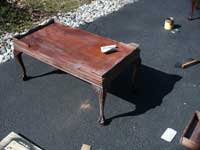 Victorian Mahogany Claw Foot Coffee Table During Restoration Tung oil lightly Sanded