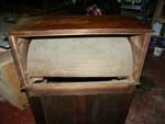 Circa 1860 Cylinder Walnut Secretary = Befpre Restoration Inside Back