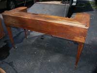 Burl Walnut Piano Desk - Before Restoration Back View