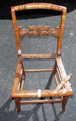 Tiger Maple caned seat chair In Need of Restoration