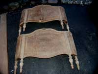 Victorian carved molding burl veneer twin bed In Progress Restoration