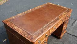 Edwardian Burl Walnut Desk Restoration Complete Surface