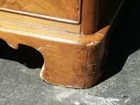 Edwardian Burl Walnut Desk Before Restoration Right Leg
