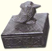 Hand Carved Walnut Stamp Box