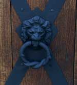 Hand Carved New Wave Gothic Entertainment Center by Artisans of the Valley - Complete Photo 3 Lion Pull Closeup
