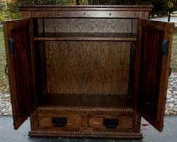 Hand Carved New Wave Gothic Entertainment Center by Artisans of the Valley - Complete Photo 7