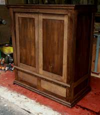 Hand Carved New Wave Gothic Entertainment Center by Artisans of the Valley - In Progress Photo 12
