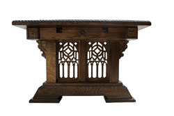 Artisans of the Valley - Custom Solid Oak New Wave Gothic Dining Table - end view