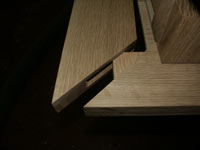 New Wave Gothic Table by Artisans of the Valley - Closeup Mitered Corner Spline Joint
