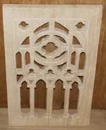 New Wave Gothic Table by Artisans of the Valley - Original Design Gothic Tracery Panel in solid oak Closeup