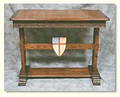 Solid Oak Hand Carved New Wave Gothic Credence or Communion Table