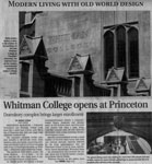 Whiteman College Opens at Princeton - The Times Article September 5, 2007 Staff Writer Robert Stern Featuring Carved Oak Shield