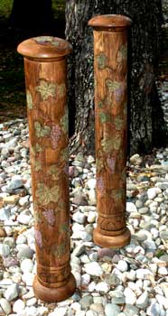 Hand Carved Oak Stair Posts - Grape & Vine Pattern by Artisans of the Valley