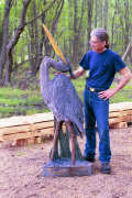 Artisans of the Valley feature Chainsaw Carving by Bob Eigenrauch - Bob with his Crane