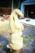 Artisans of the Valley feature Chainsaw Carving by Bob Eigenrauch - Unfinished Dragon Profile Left