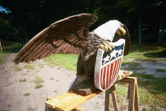 Artisans of the Valley feature Chainsaw Carving by Bob Eigenrauch - Eagle with Shield Left
