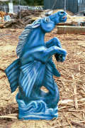 Artisans of the Valley feature Chainsaw Carving by Bob Eigenrauch - Painted Blue Fantasy Horse Profile