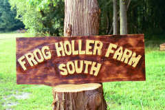 Artisans of the Valley feature Chainsaw Carving by Bob Eigenrauch - Frog Holler Farm Sign