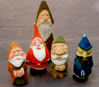 Hand carved Gnomes and Santa Figures