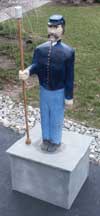 Hand carved civil war solider sculpture in progress Painted Right Front Angle