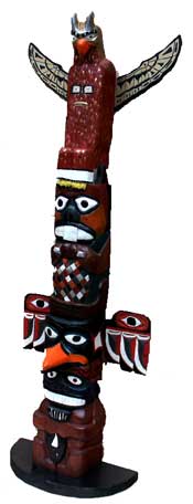 Custom solid solid poplar hand carved totem pole by Artisans of the Valley
