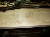 Hand Carved Wildlife Buffalo Scene Panel In Progress
