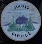 Hand Carved "Magic Circle" Sign Painted